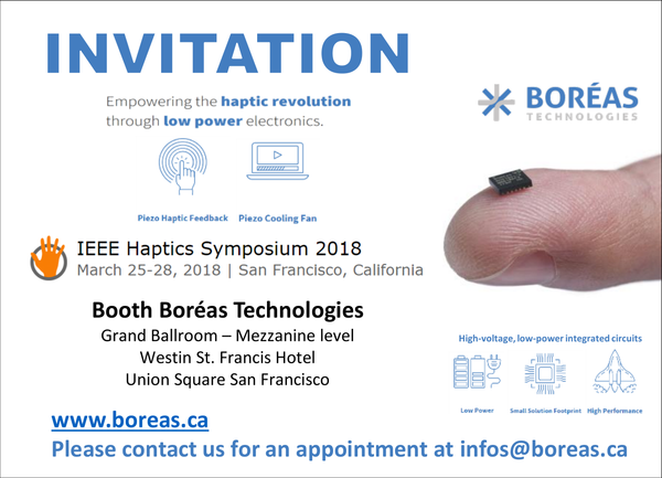 Boréas Technologies at IEEE Haptics Symposium 2018!